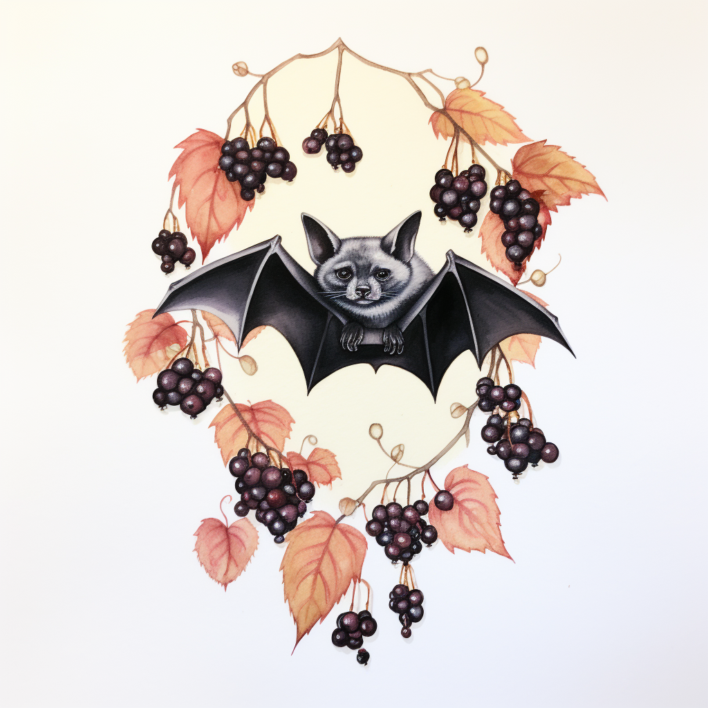 A cute hanging fruit bat drawing