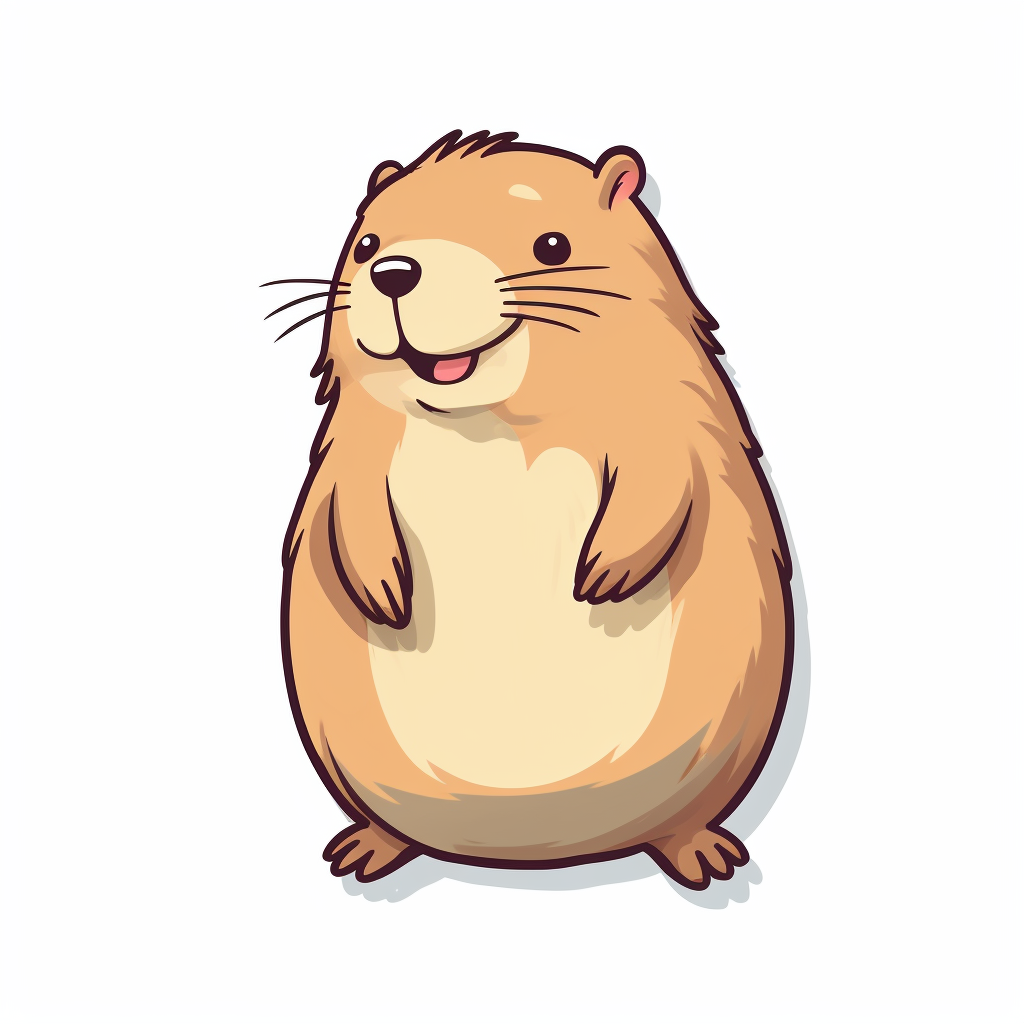 Hand drawn cute happy capibara sticker