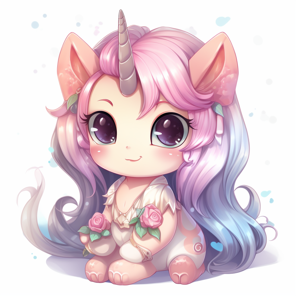 Adorable happy chibi unicorn