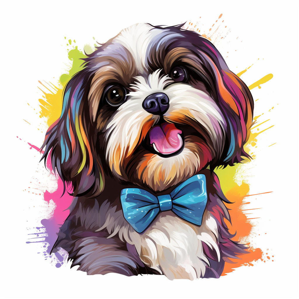 Cute happy shih-tzu wearing bow