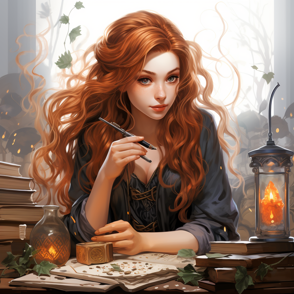 Illustration of a Young Witch Girl Making Spells