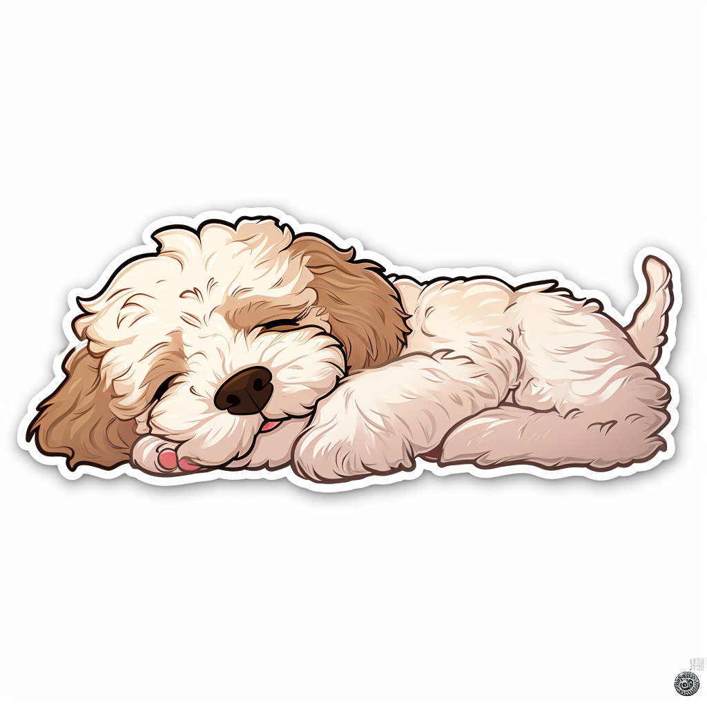 Cute Havapoo Sleep Sticker on White Background