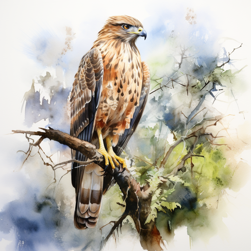 Stunning Watercolor Painting of a Cute Hawk