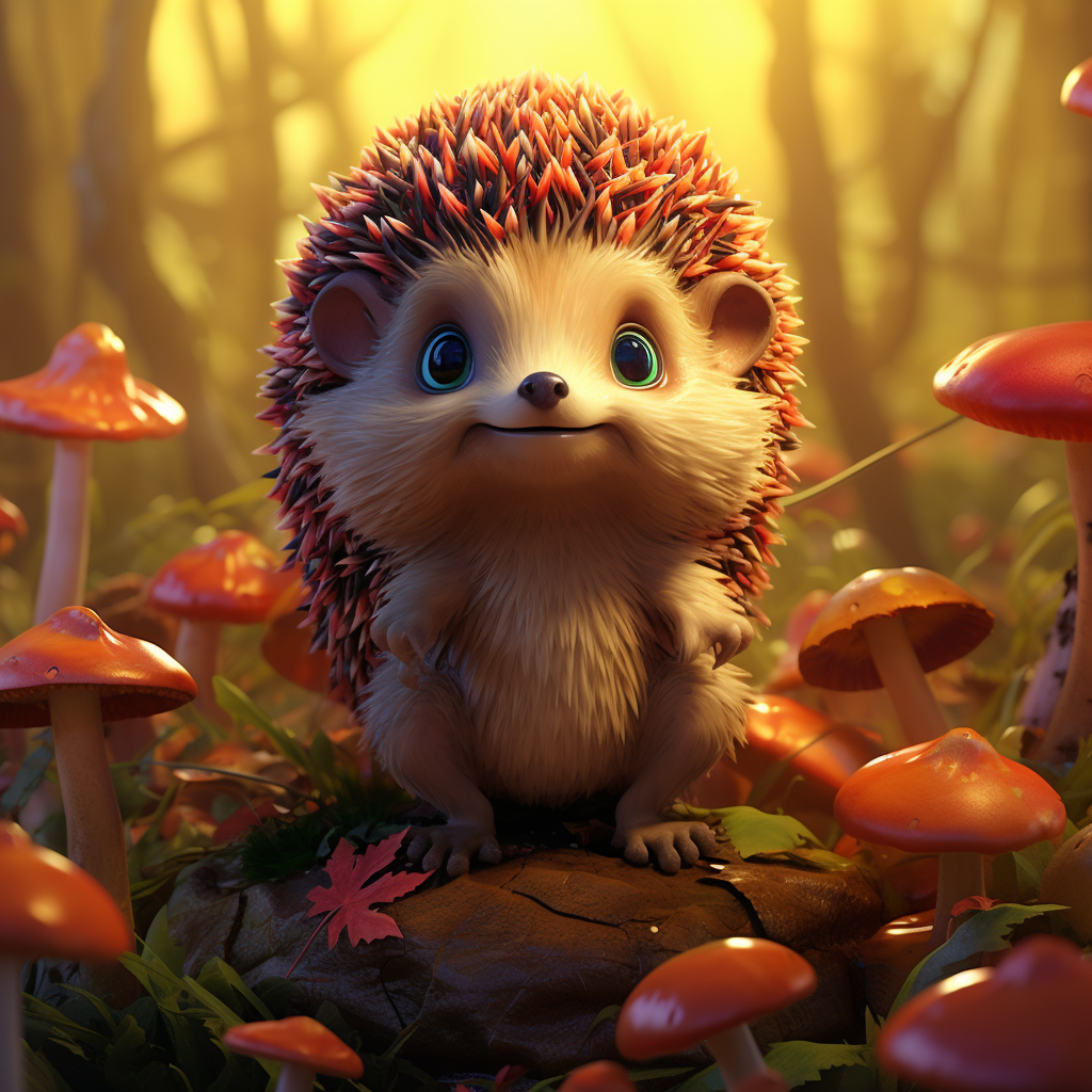 Adorable hedgehog in vibrant forest scenery