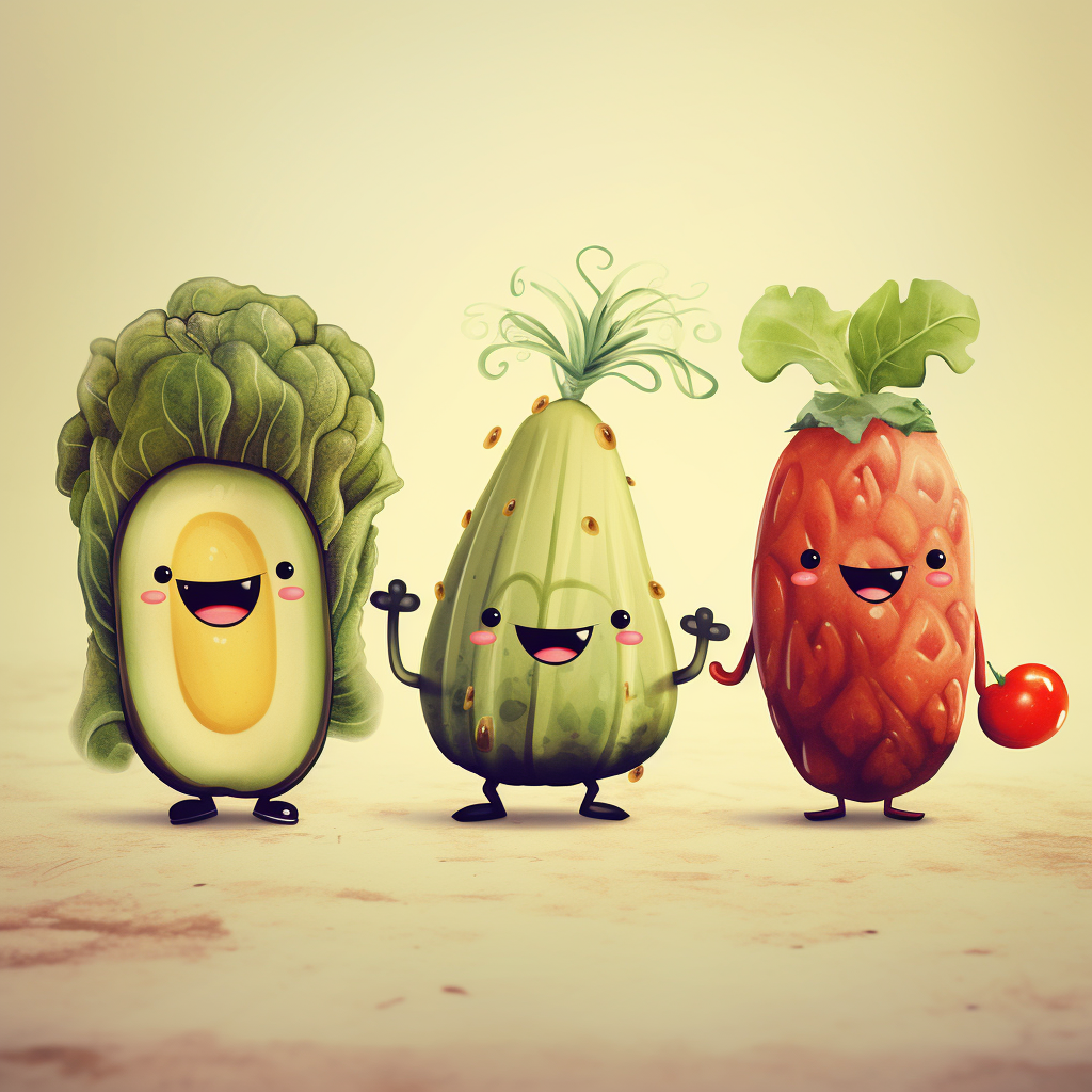 Adorable Hipster Veggies and Fruit