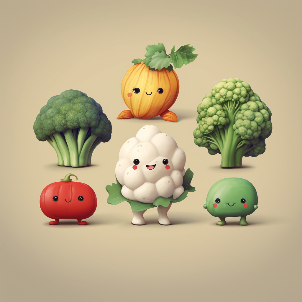 Cute hipster veggies on table