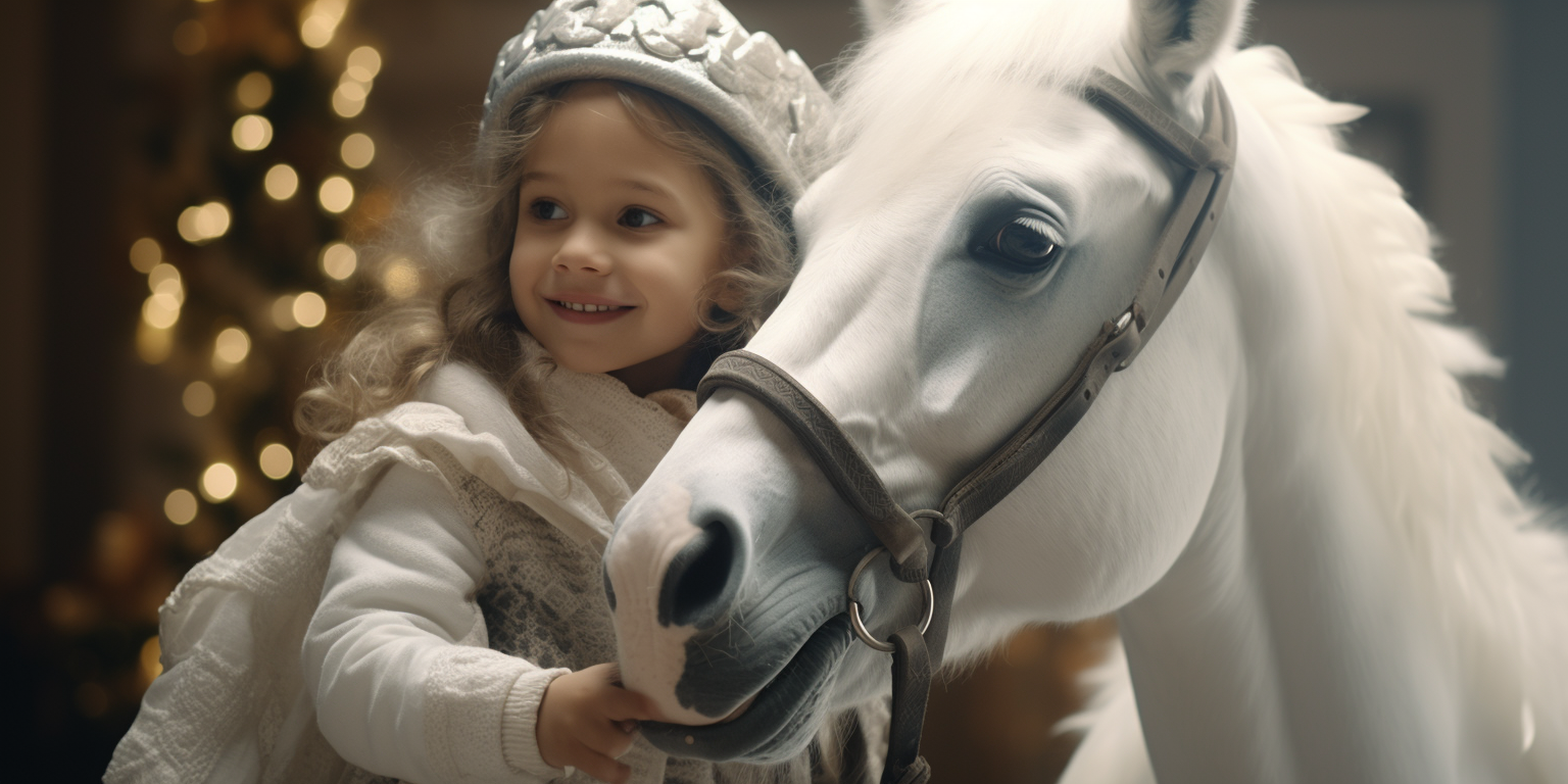 Two kids in cute horse costumes