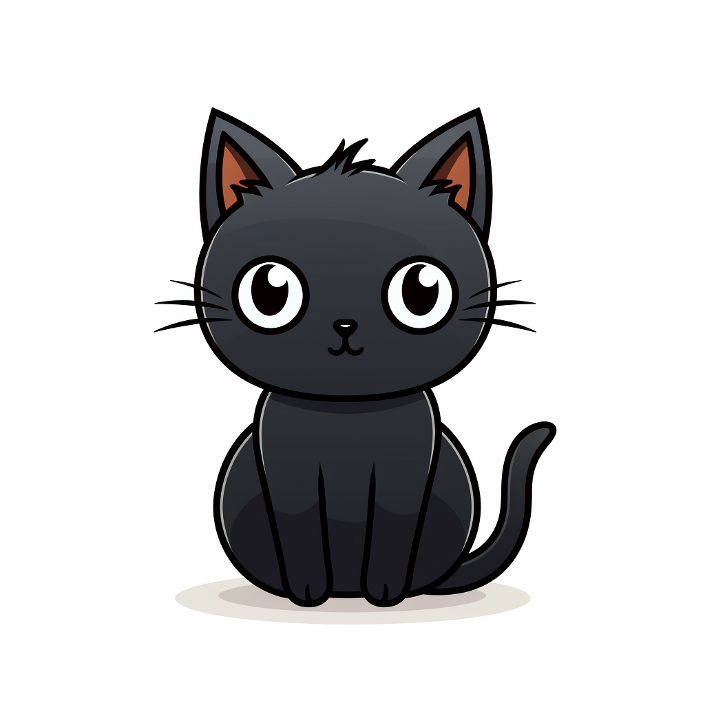 Cute cartoon black cat on white background