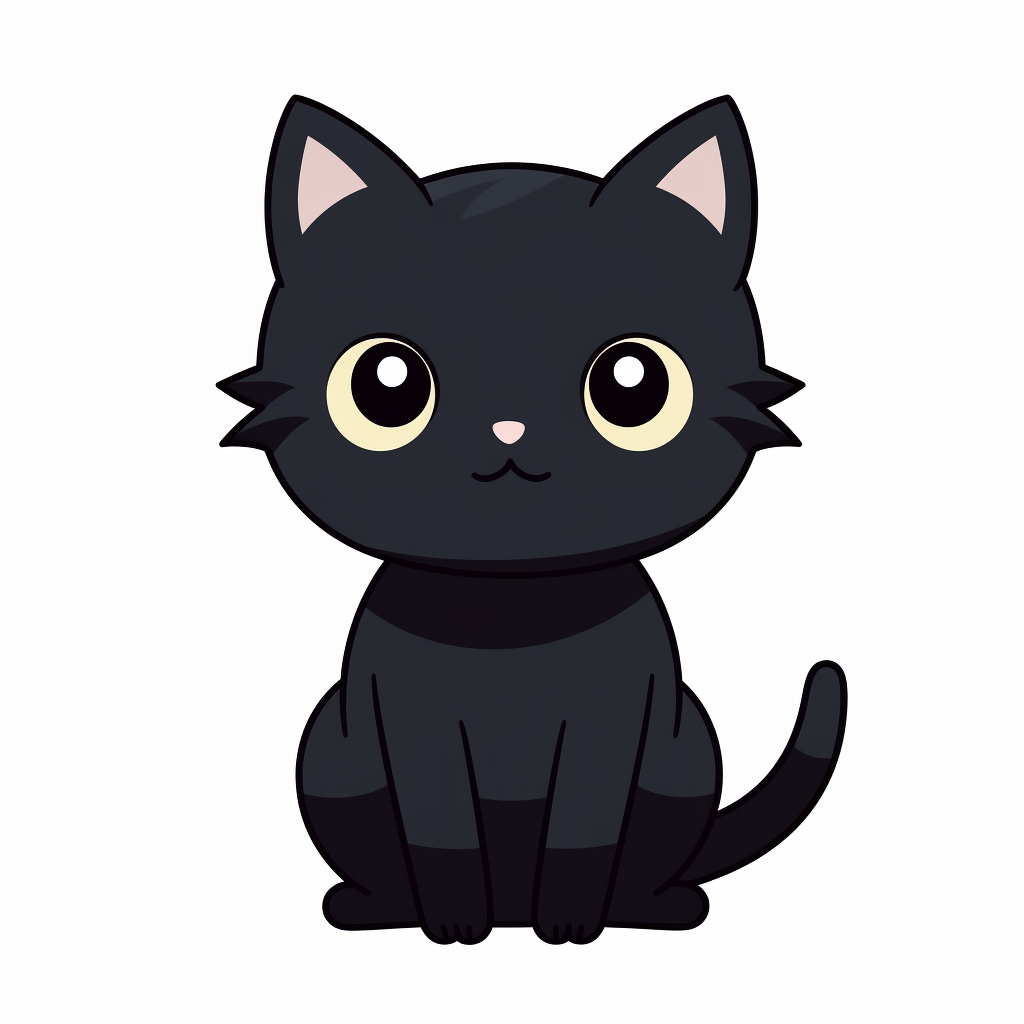 Cute black cat cartoon character