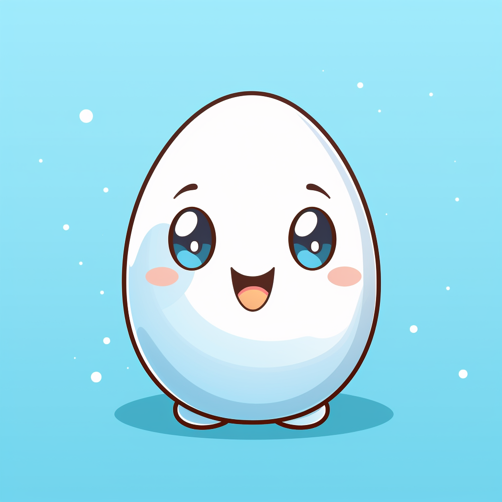 Cute hard boiled egg cartoon on blue background