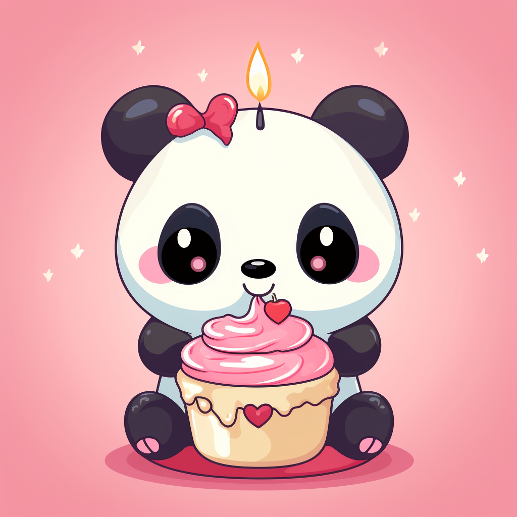 Cute panda holding candle number 3