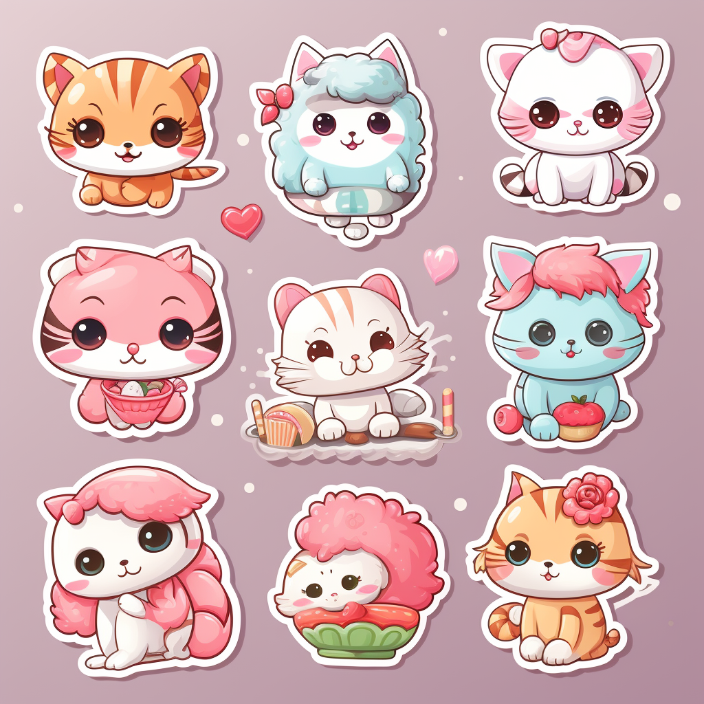 Adorable kawaii sticker set