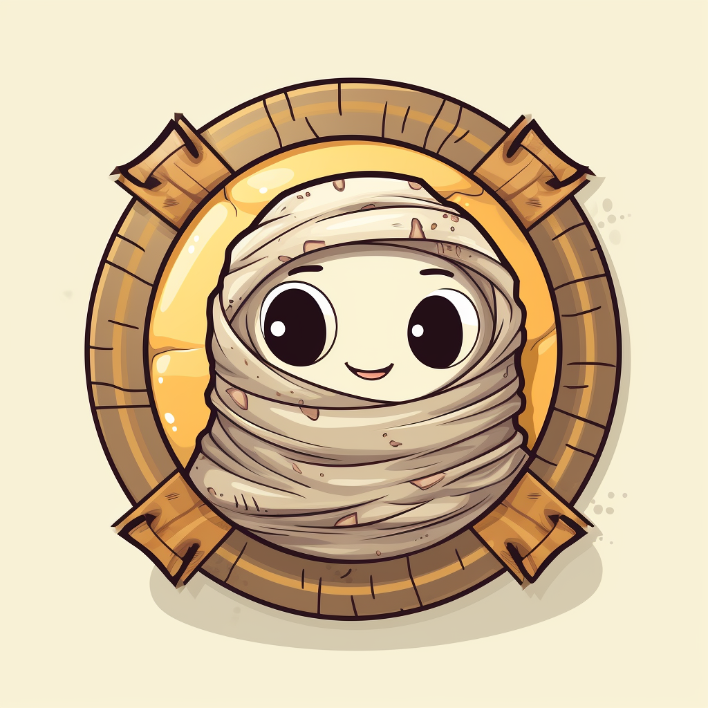 Adorable kawaii mummy growling in round frame