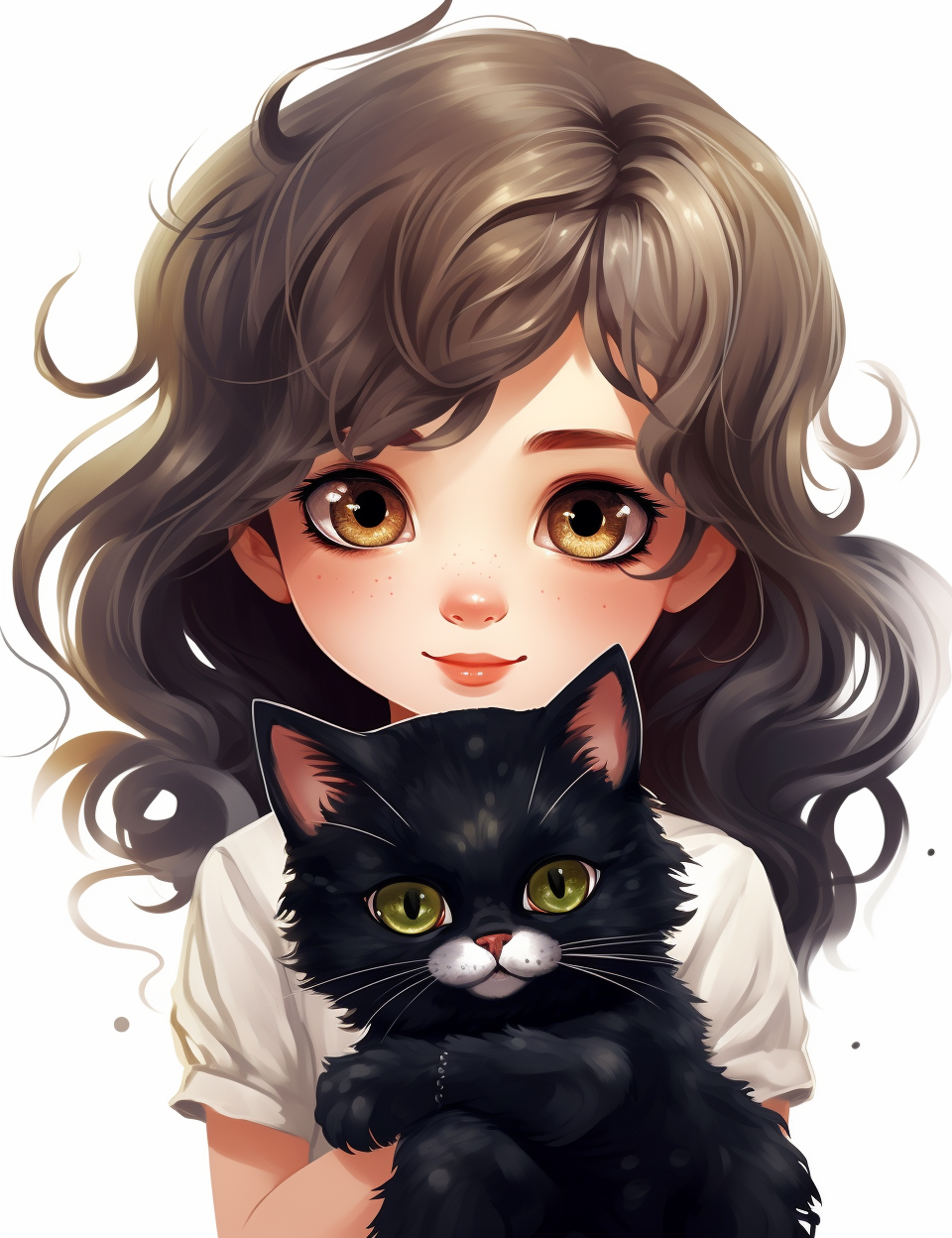 Adorable kid and pets in chibi portraits