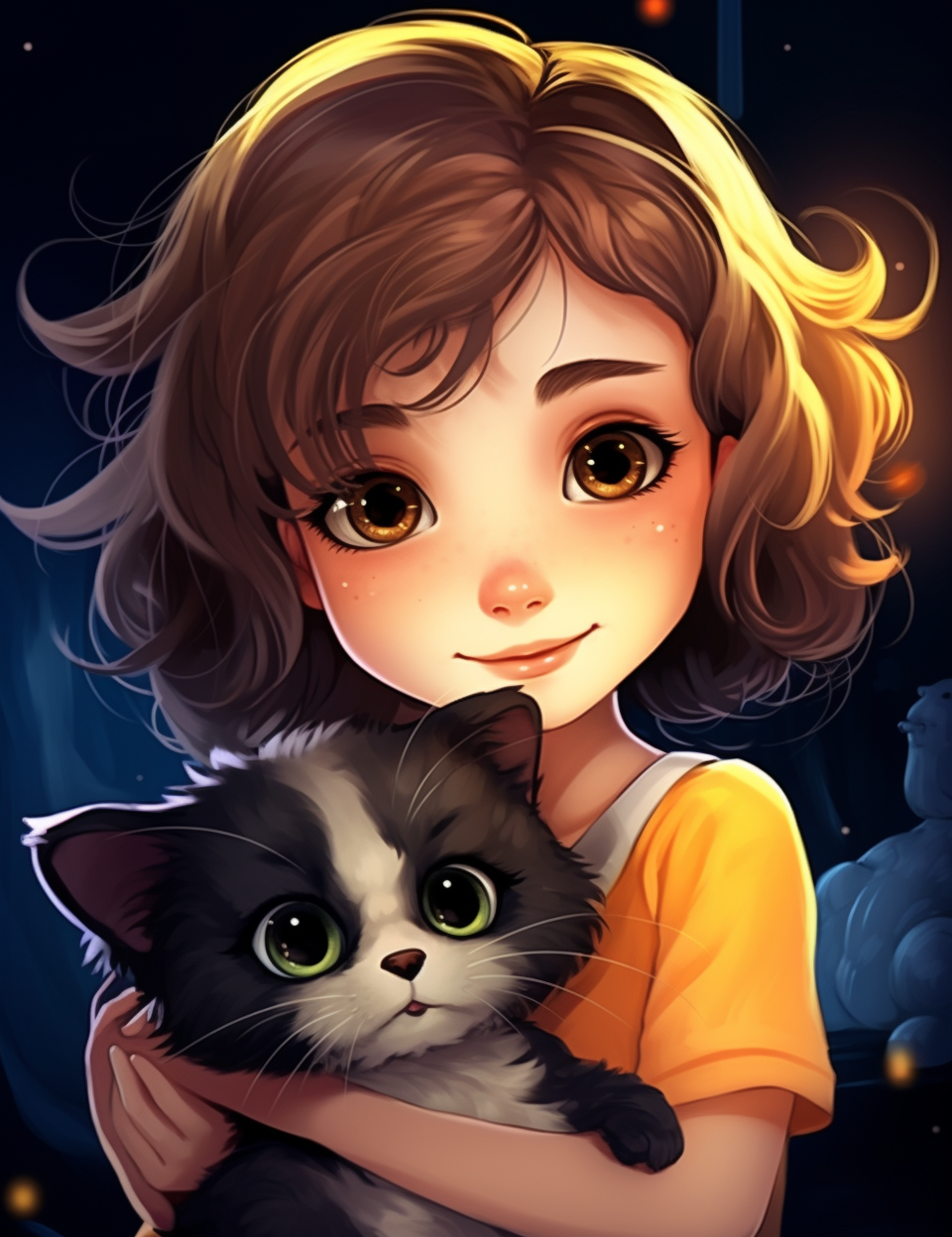 Cute kid with pet dog portrait