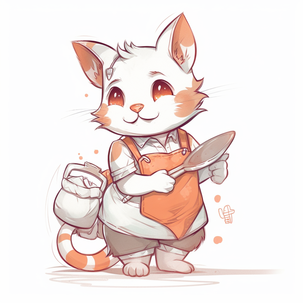 Cute kitten character art drawing