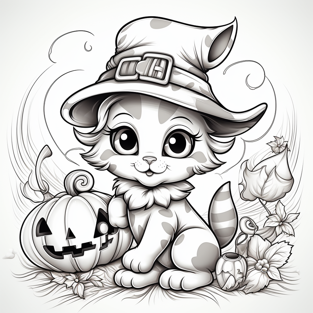 cute kitten popping out of jack-o-lantern