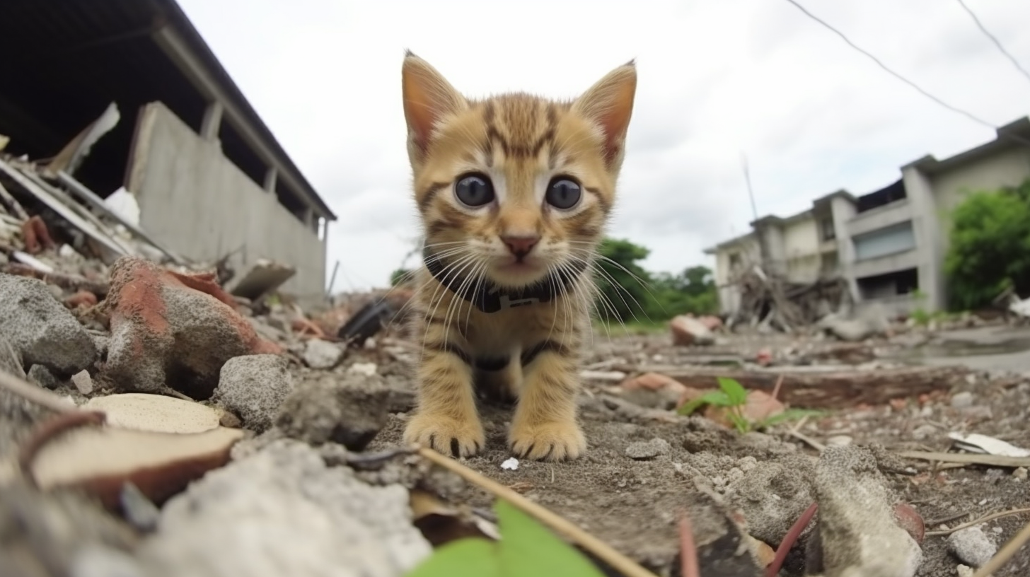 SOF rescuing adorable kitten in Singapore's ruined streets