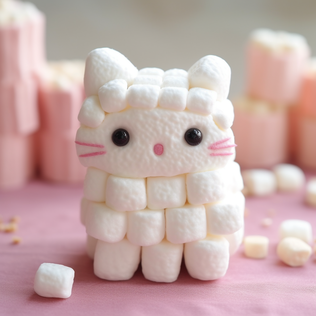 Cute kitty made from marshmallow