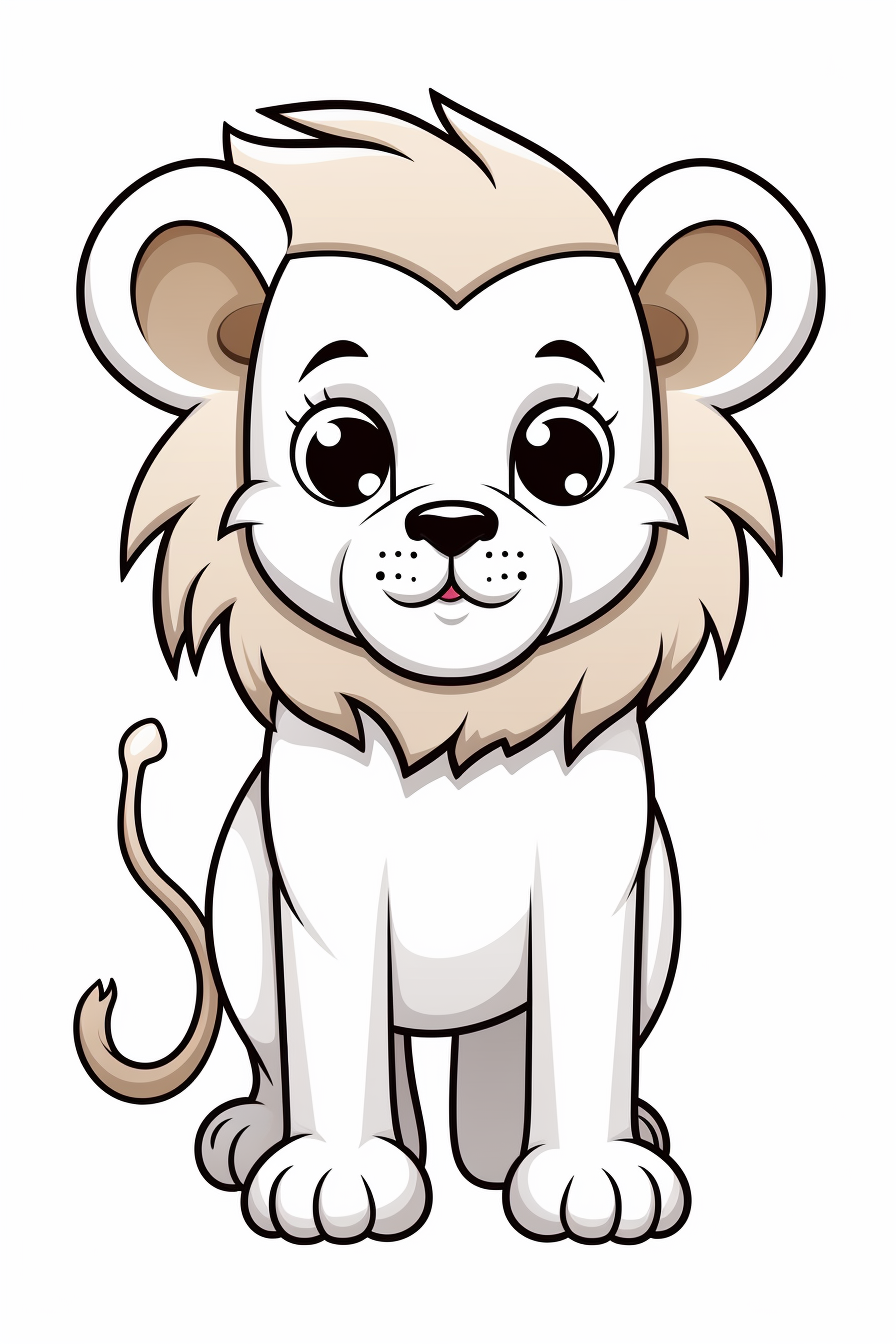 Cute lion sideways on white background