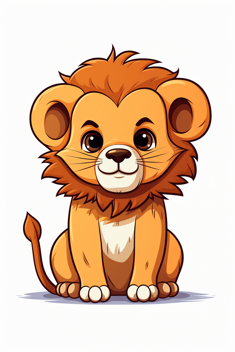 Cute lion in line style