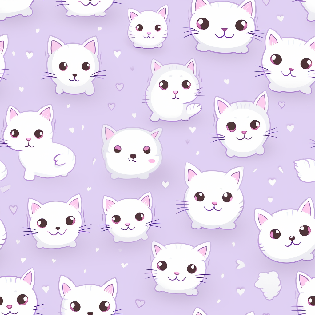 Cute Little Kitty on Lilac Background