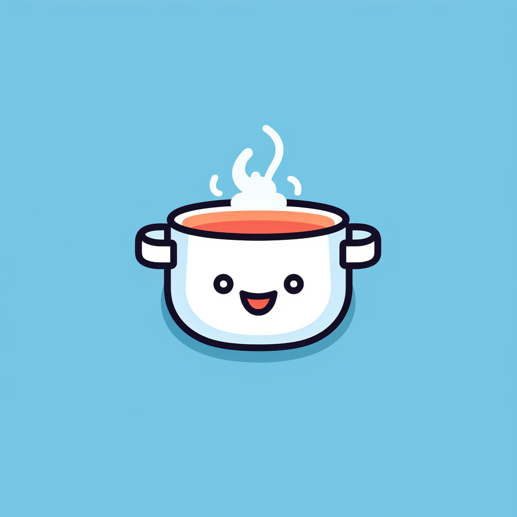 Cartoon cooking pot burping logo