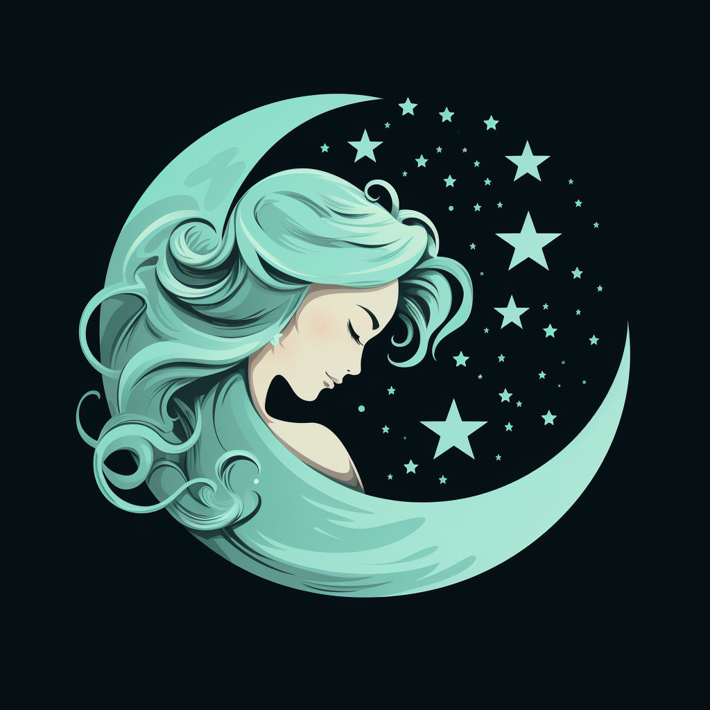 Cute logo with night, baby, stars, moon