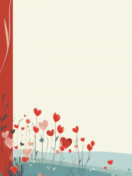 Lovely cartoonish love diary with red hearts