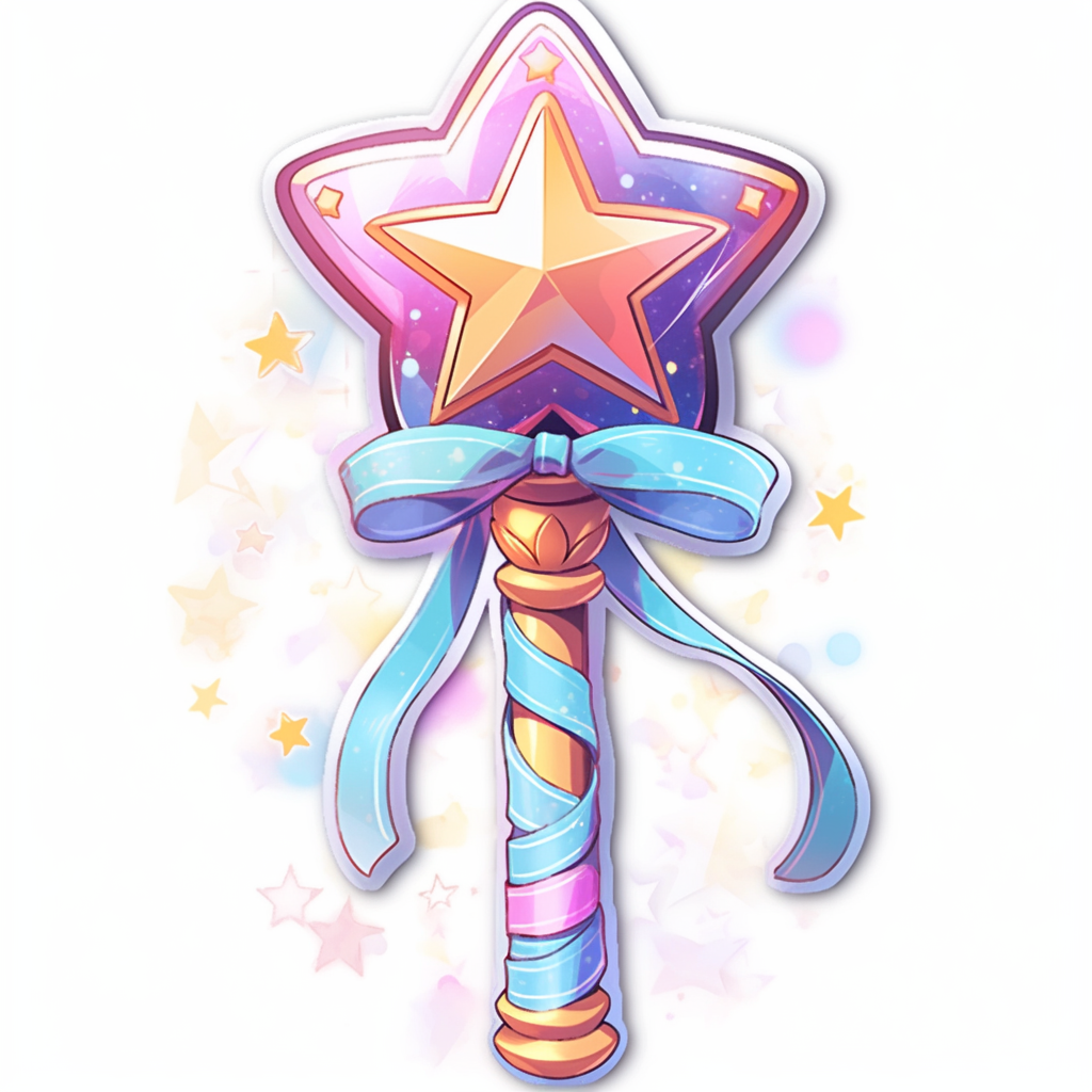 Cute magic wand icon sticker