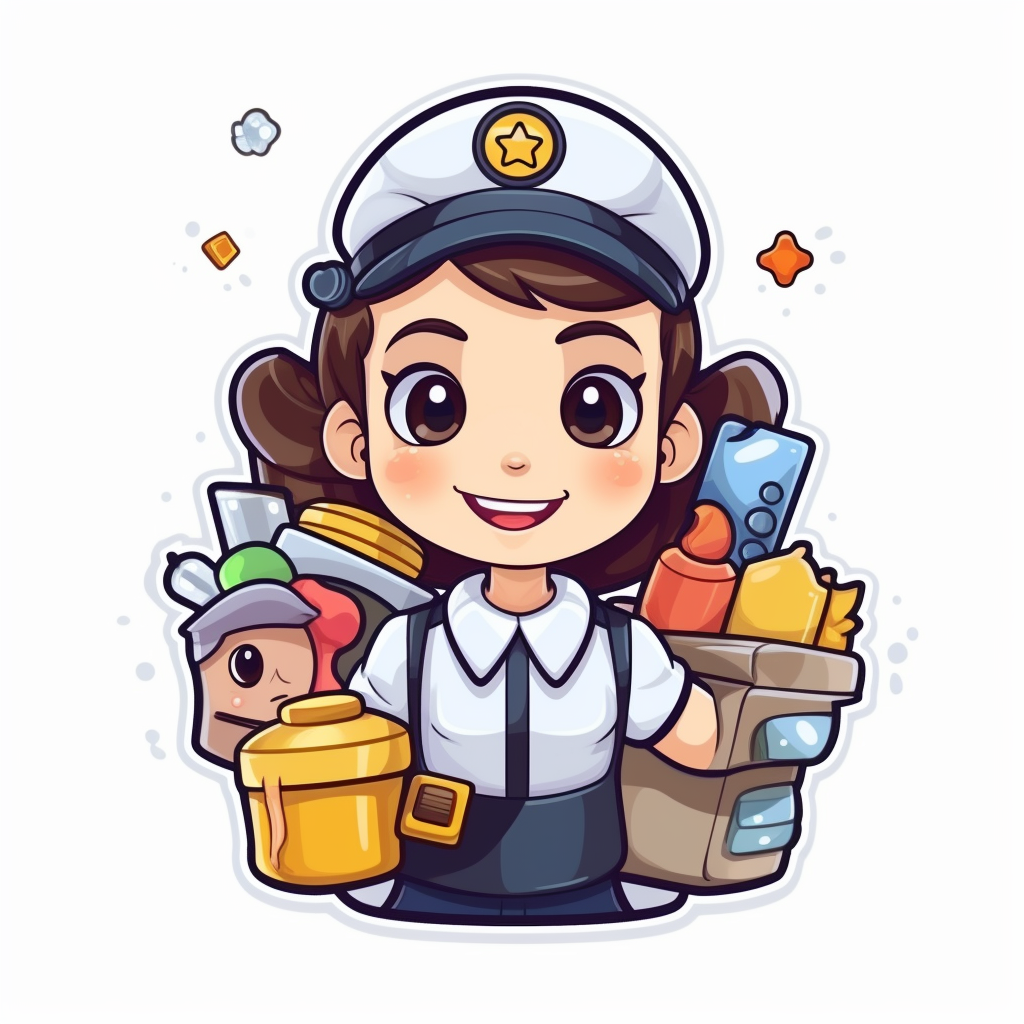 Cartoon style cute micro service stickers