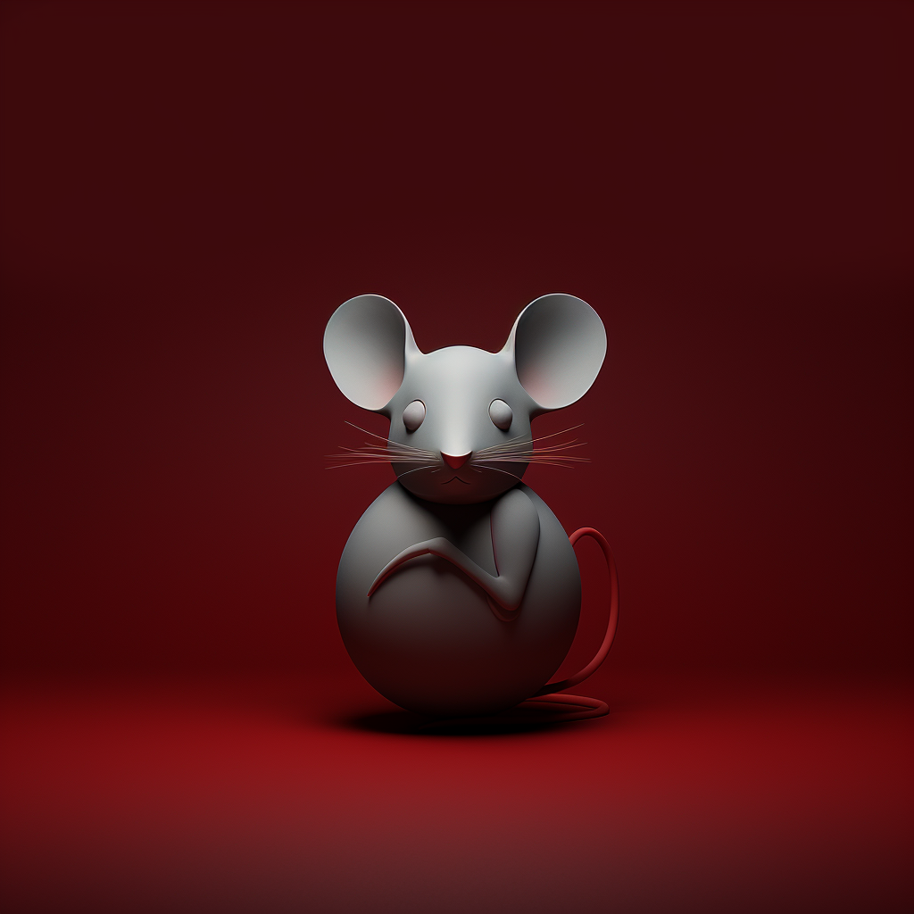 Adorable minimalist mouse in conceptual style