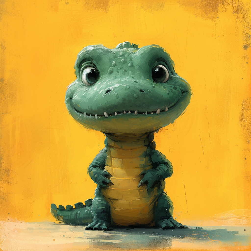 Cute Modern Crocodile Cartoon Sketch