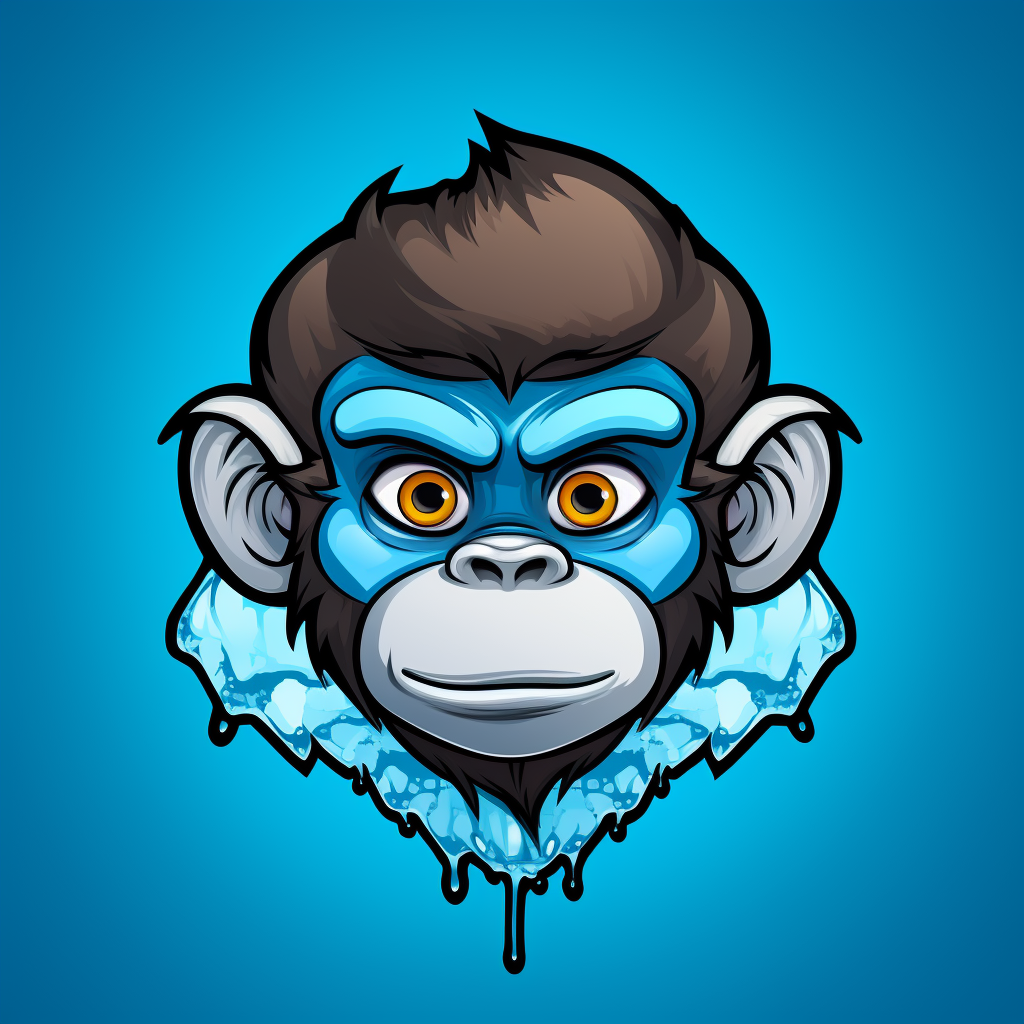 Cute monkey mascot with ice