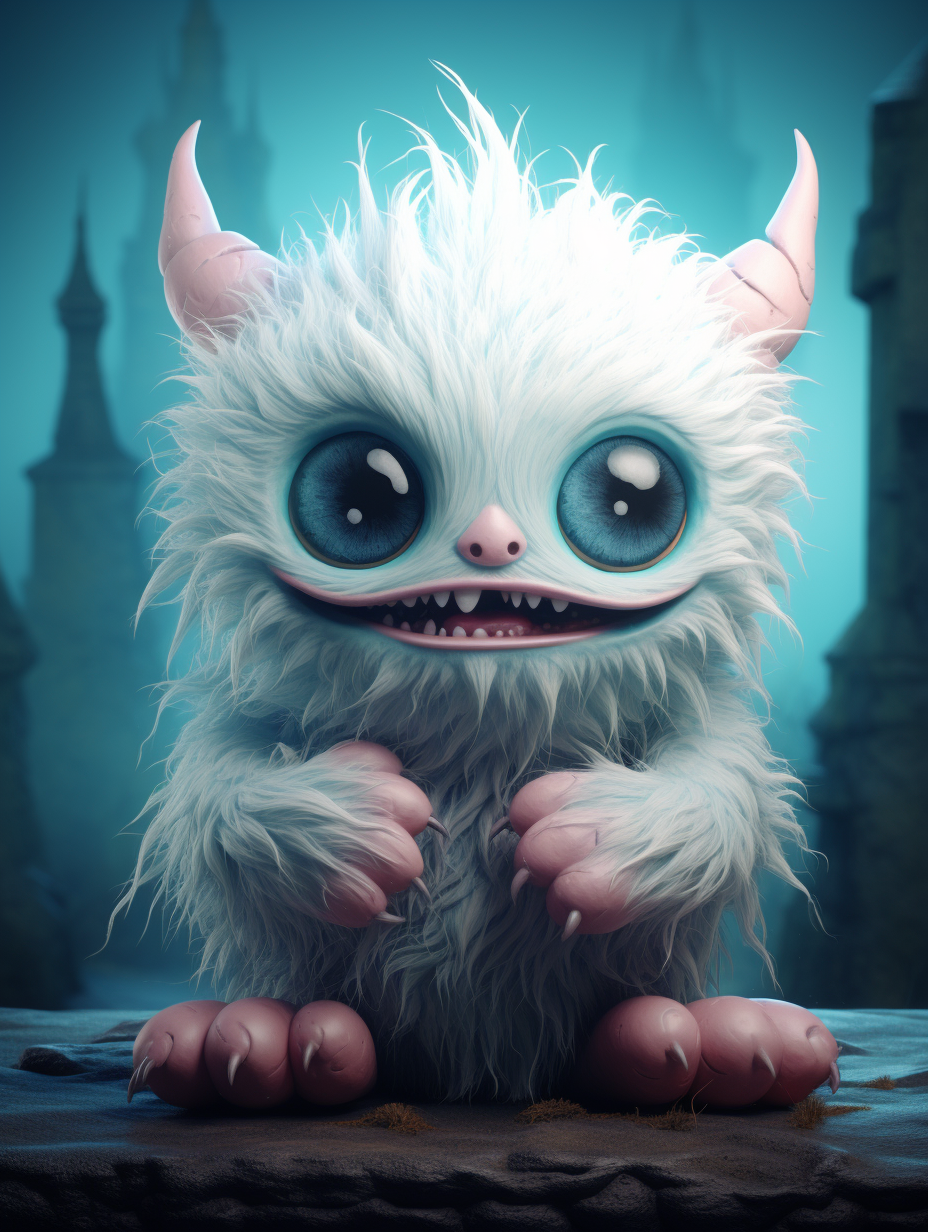 Adorable creepy little monster illustration