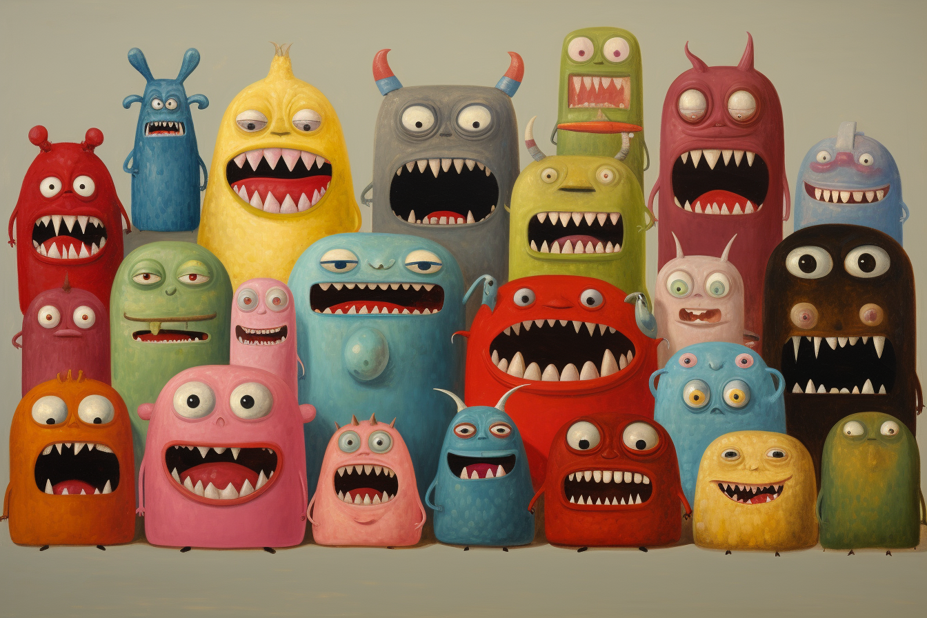 Cute monsters with big mouths