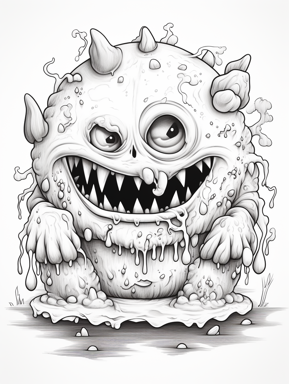 Little cute and creepy monsters for coloring pages