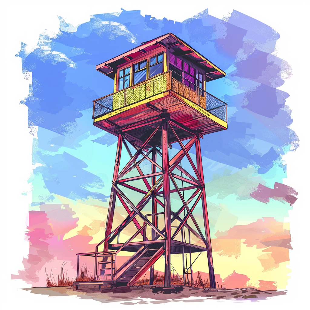 Simple Montana Fire Tower Drawing