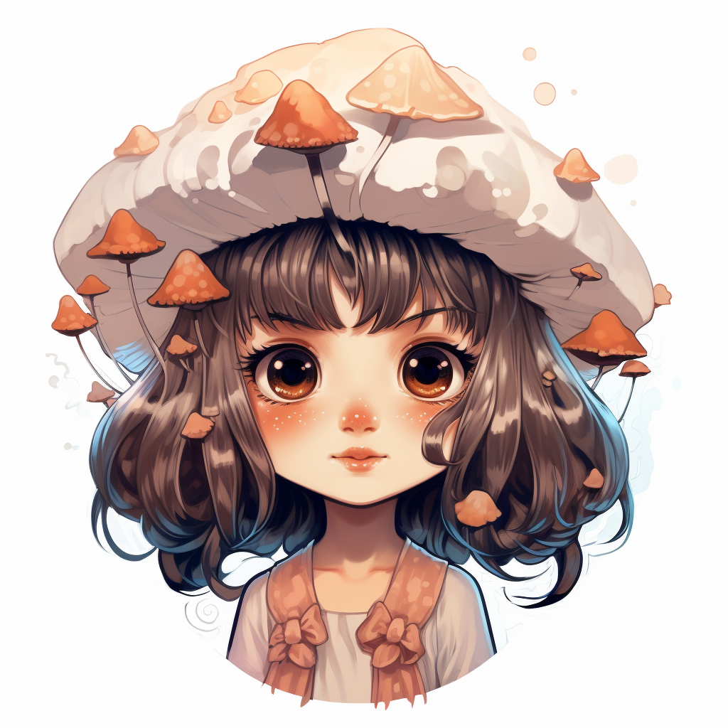 Cute mushroom girl with quarter face