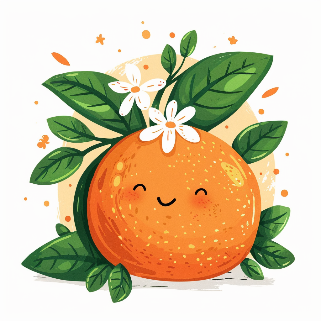 cute orange with flowers illustration