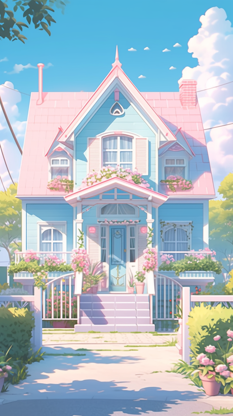 Outdoor house in anime aesthetic