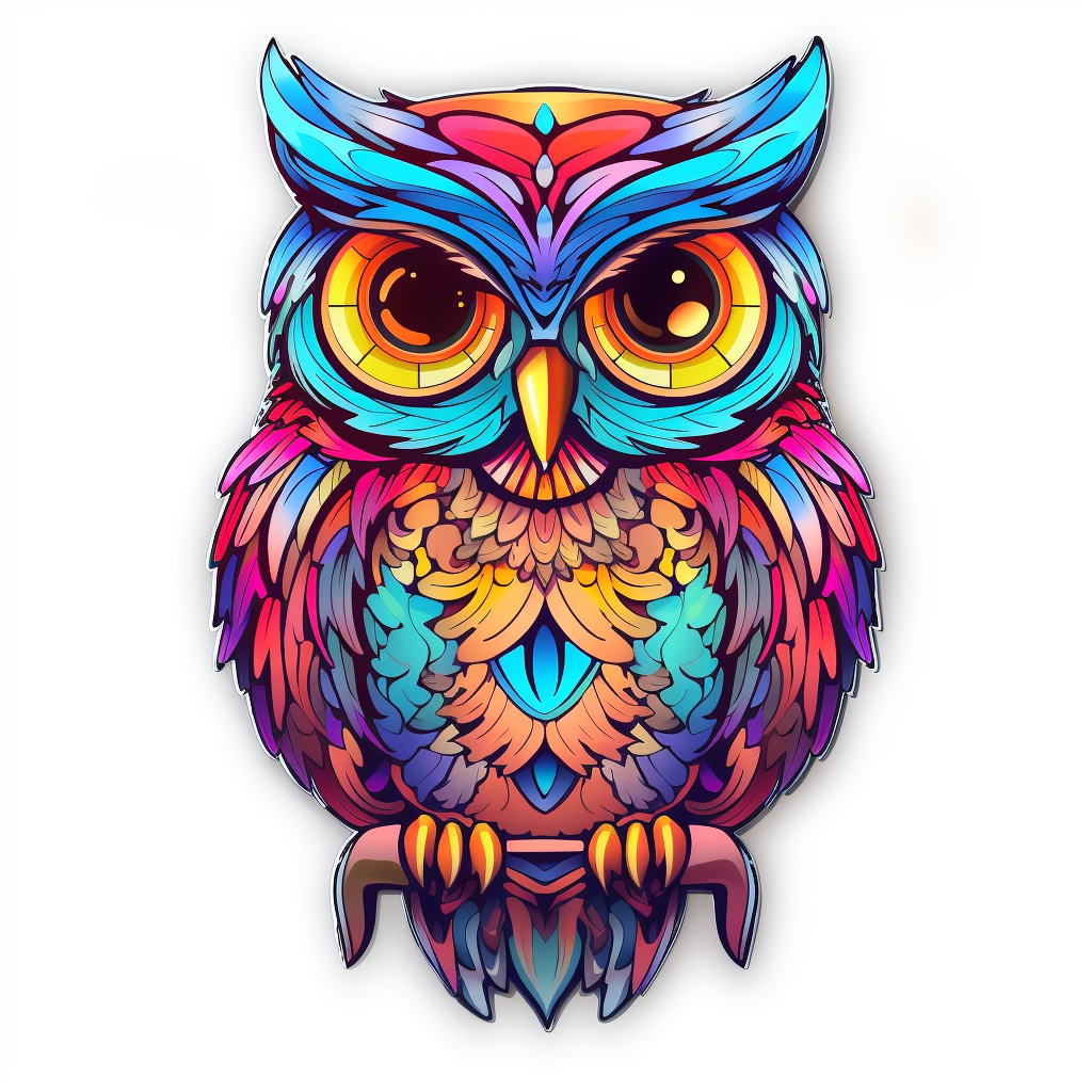 Adorable owl sticker on white background