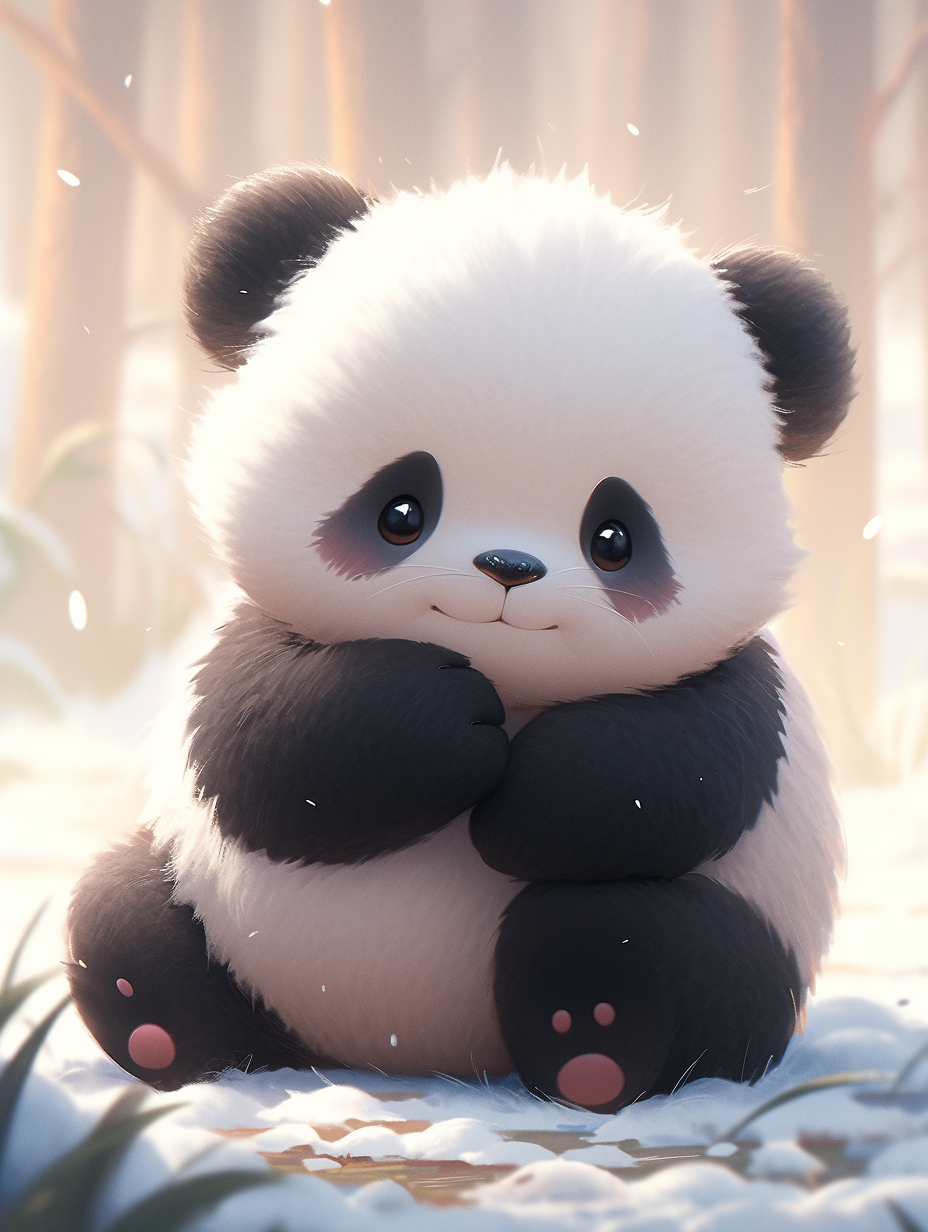 Cute panda looking at camera naturally