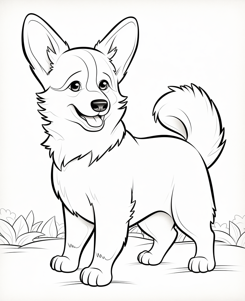 Cute Pembroke Welsh Corgi coloring page