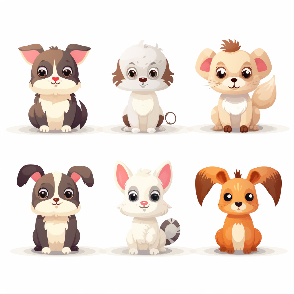 Adorable Pets Illustration on White Background