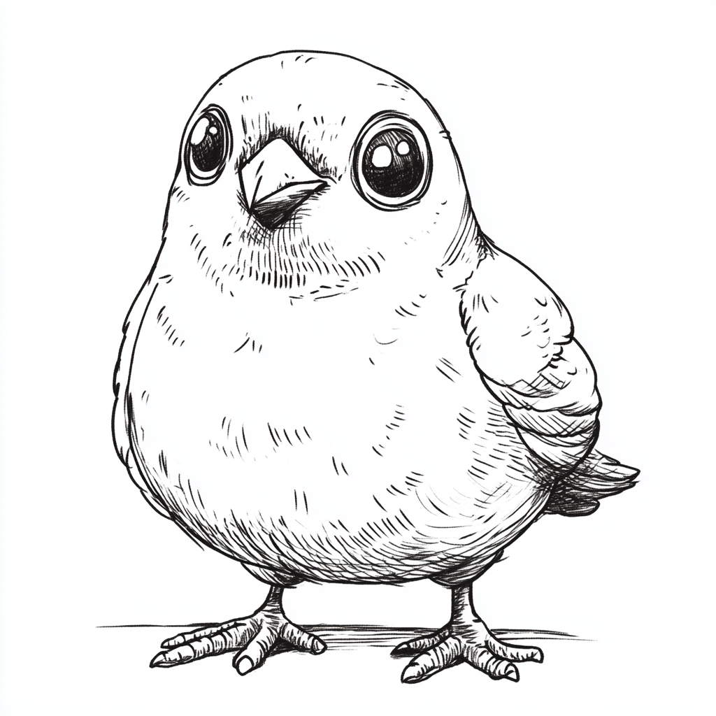 Cute Pigeon Coloring Book Illustration