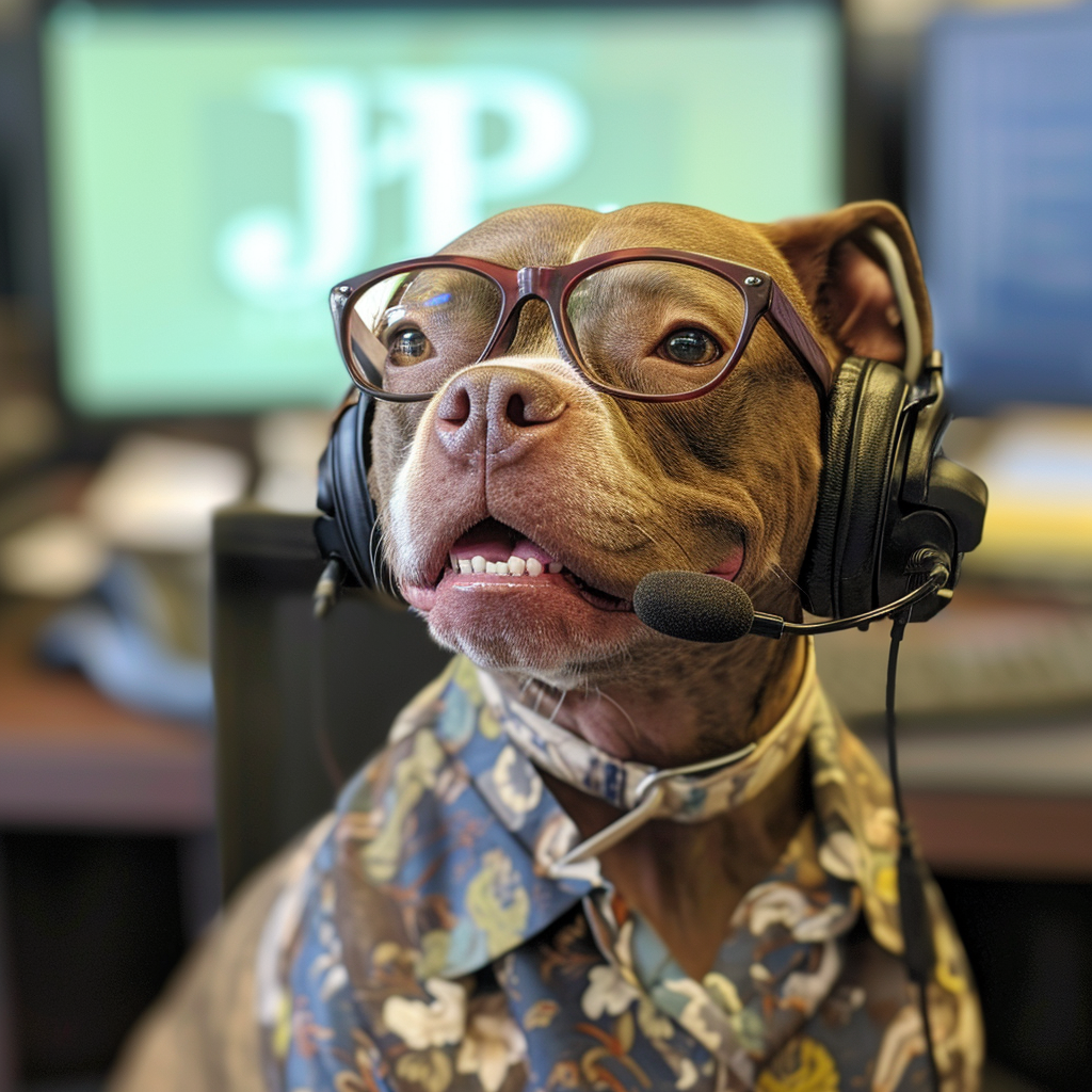 Cute Pitbull with Smile and Wig