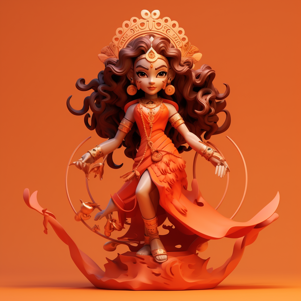 Pixar Style Lord Durga Embracing Divinity