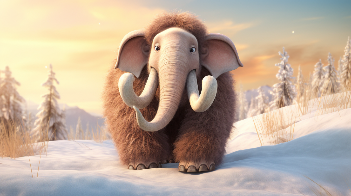 Adorable Mammoth in Pixar Style