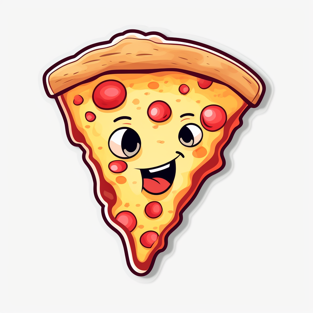 Cute pizza slice sticker cartoon